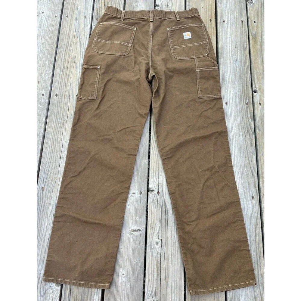 Carhartt FR Men's 36X35 Washed Duck Work Dungaree Pants Mid Brown 100791-246